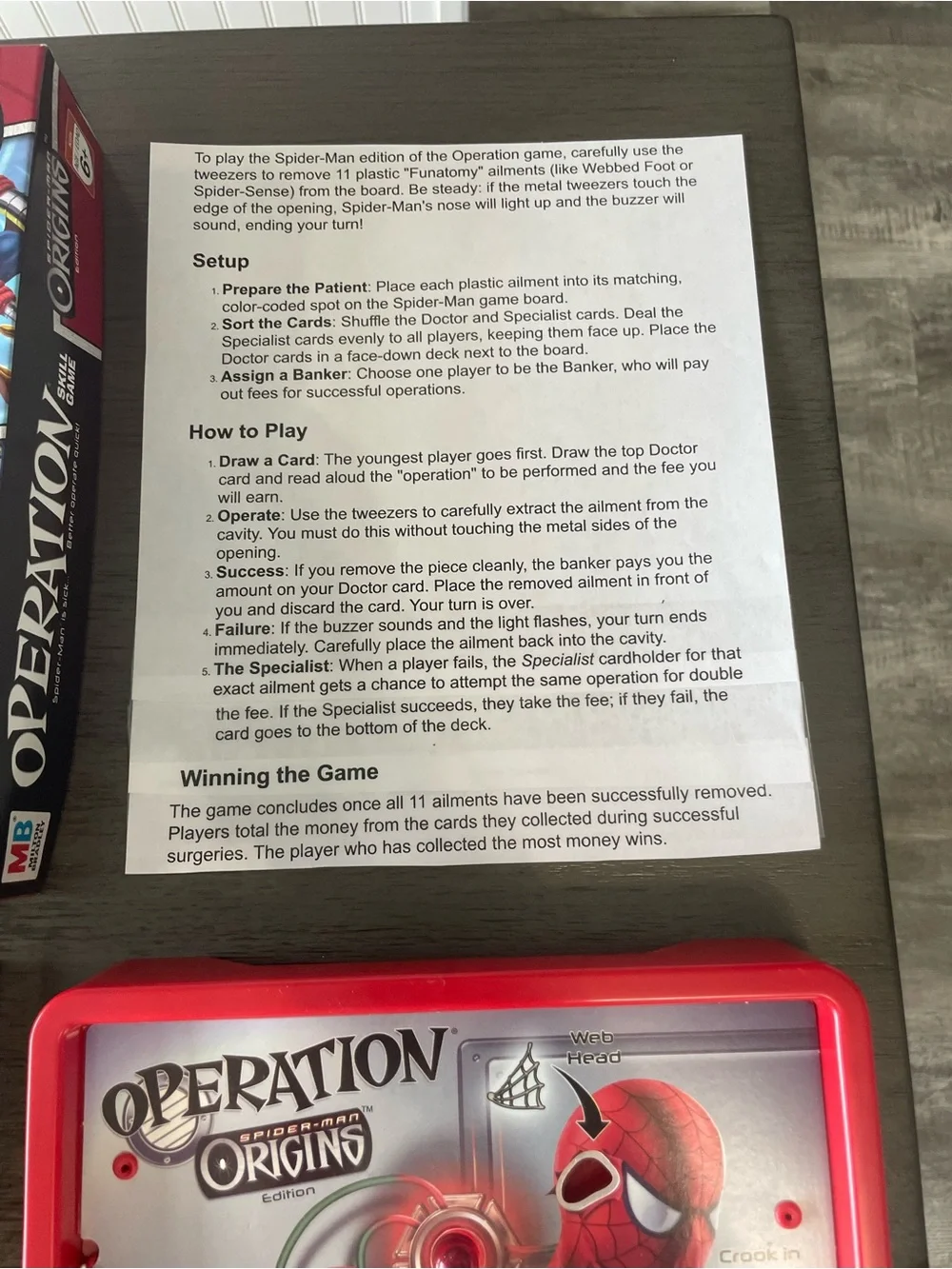 Marvel Operation Spider-Man Origins Game